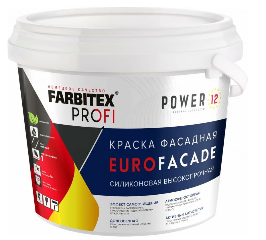 Краска EuroFasade Farbitex (6кг/4) фасадная силиконовая самоочищающаяся высокопрочная база А